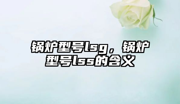 鍋爐型號lsg，鍋爐型號lss的含義
