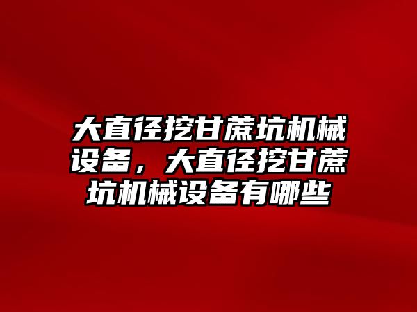 大直徑挖甘蔗坑機(jī)械設(shè)備，大直徑挖甘蔗坑機(jī)械設(shè)備有哪些
