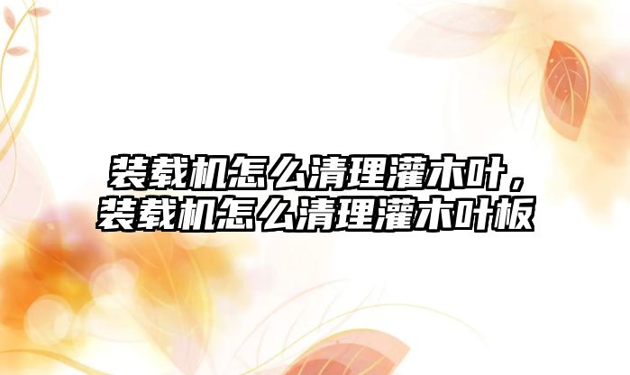 裝載機(jī)怎么清理灌木葉，裝載機(jī)怎么清理灌木葉板