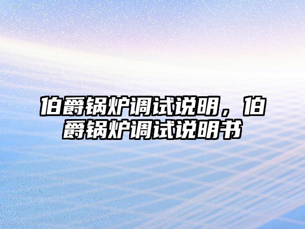 伯爵鍋爐調(diào)試說明，伯爵鍋爐調(diào)試說明書