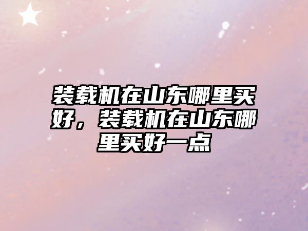 裝載機(jī)在山東哪里買好，裝載機(jī)在山東哪里買好一點(diǎn)