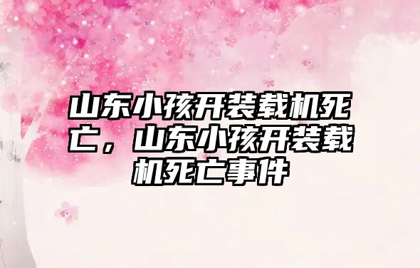 山東小孩開裝載機死亡，山東小孩開裝載機死亡事件