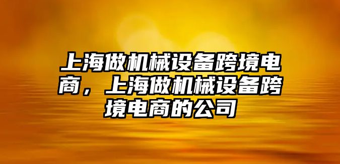 上海做機械設(shè)備跨境電商，上海做機械設(shè)備跨境電商的公司