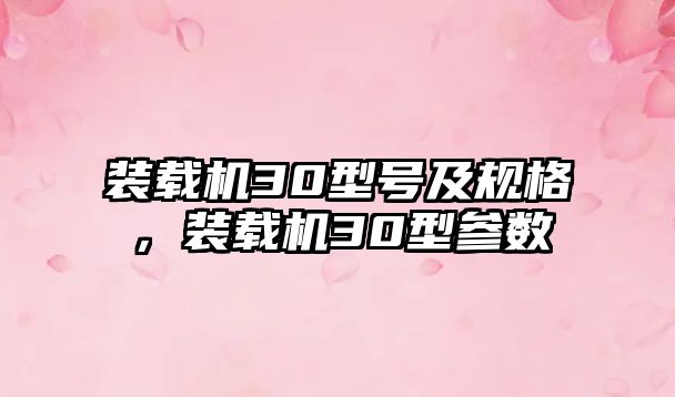 裝載機(jī)30型號(hào)及規(guī)格，裝載機(jī)30型參數(shù)