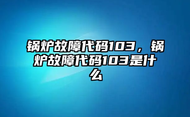 鍋爐故障代碼103，鍋爐故障代碼103是什么