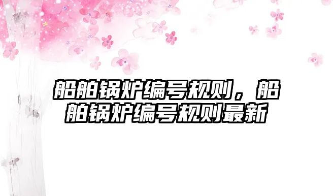 船舶鍋爐編號規(guī)則，船舶鍋爐編號規(guī)則最新