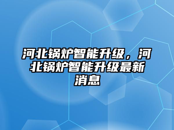河北鍋爐智能升級，河北鍋爐智能升級最新消息