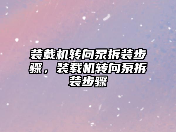 裝載機(jī)轉(zhuǎn)向泵拆裝步驟，裝載機(jī)轉(zhuǎn)向泵拆裝步驟