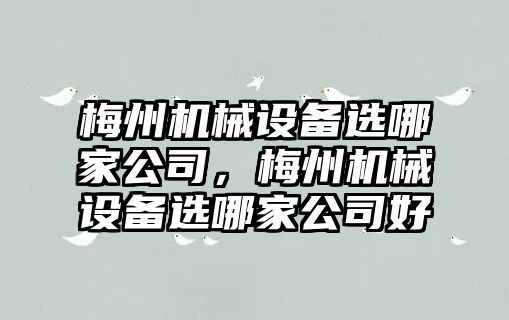 梅州機(jī)械設(shè)備選哪家公司，梅州機(jī)械設(shè)備選哪家公司好