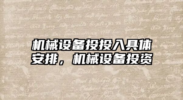 機械設備投投入具體安排，機械設備投資