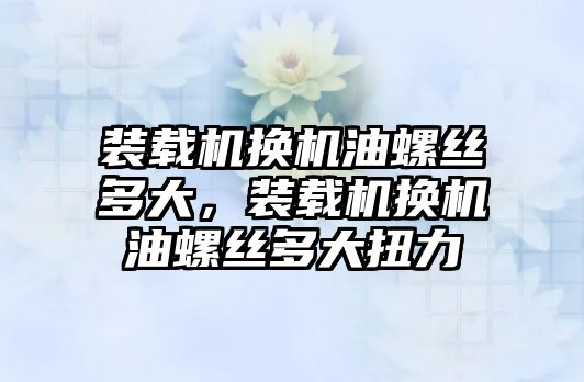 裝載機(jī)換機(jī)油螺絲多大,裝載機(jī)換機(jī)油螺絲多大扭力
