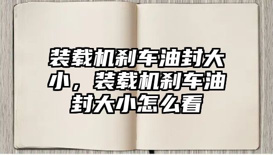 裝載機剎車油封大小，裝載機剎車油封大小怎么看