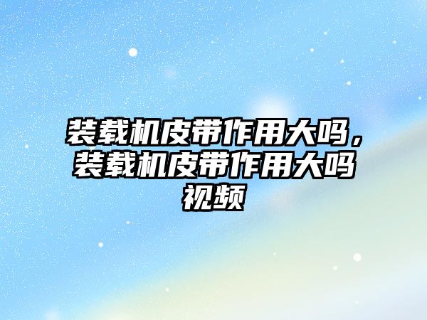 裝載機(jī)皮帶作用大嗎，裝載機(jī)皮帶作用大嗎視頻