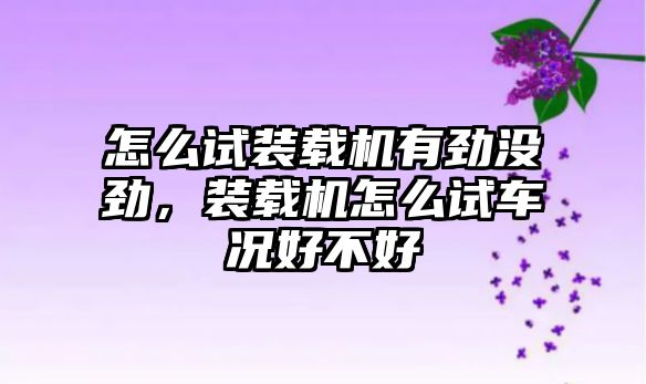 怎么試裝載機(jī)有勁沒勁，裝載機(jī)怎么試車況好不好