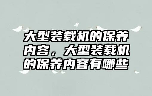 大型裝載機(jī)的保養(yǎng)內(nèi)容，大型裝載機(jī)的保養(yǎng)內(nèi)容有哪些
