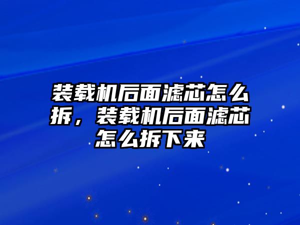 裝載機(jī)后面濾芯怎么拆，裝載機(jī)后面濾芯怎么拆下來