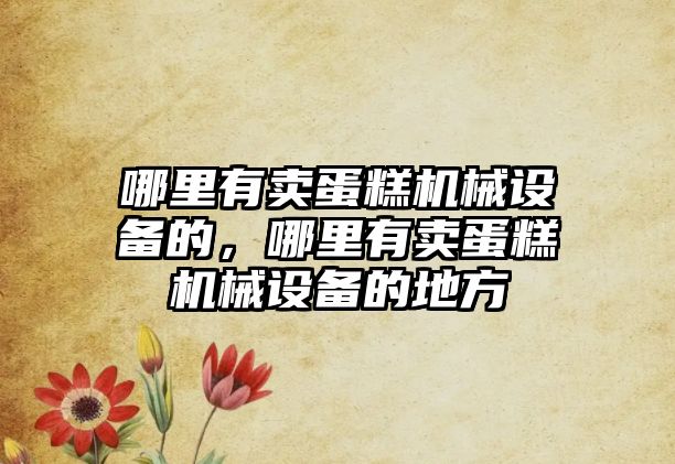 哪里有賣蛋糕機械設備的，哪里有賣蛋糕機械設備的地方