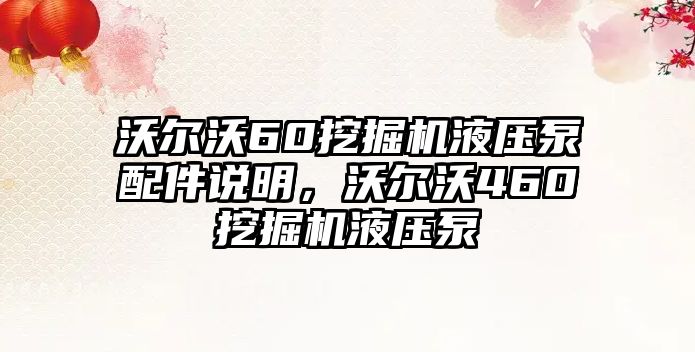 沃爾沃60挖掘機(jī)液壓泵配件說(shuō)明，沃爾沃460挖掘機(jī)液壓泵