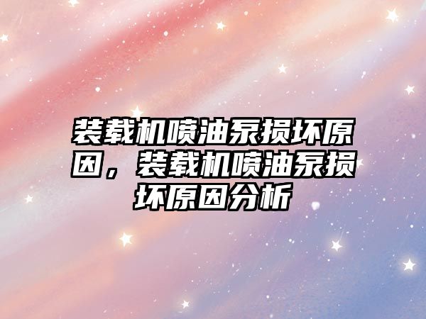 裝載機(jī)噴油泵損壞原因，裝載機(jī)噴油泵損壞原因分析