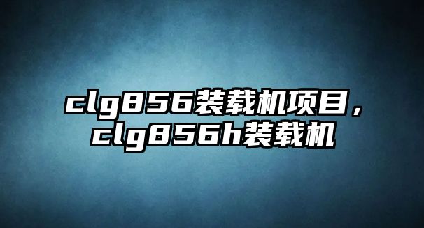 clg856裝載機(jī)項(xiàng)目，clg856h裝載機(jī)