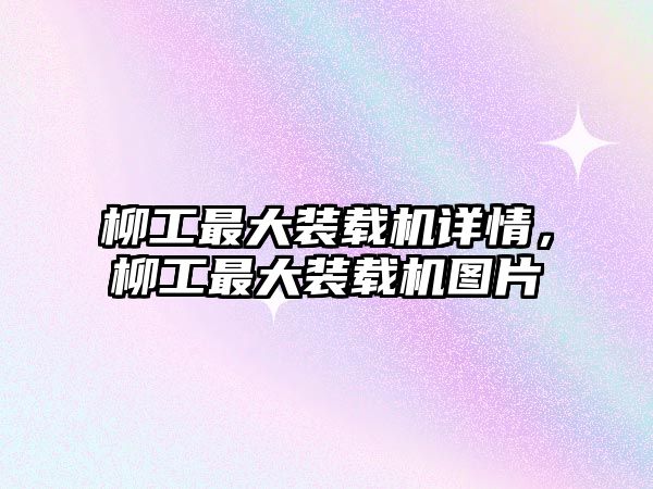 柳工最大裝載機詳情，柳工最大裝載機圖片