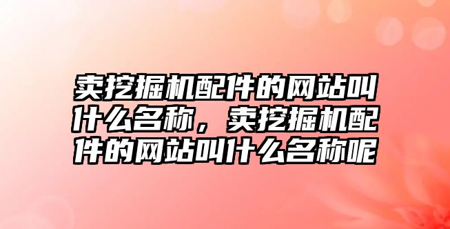 賣挖掘機配件的網站叫什么名稱，賣挖掘機配件的網站叫什么名稱呢