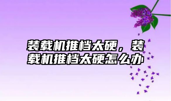 裝載機(jī)推檔太硬，裝載機(jī)推檔太硬怎么辦