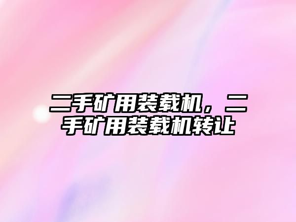 二手礦用裝載機，二手礦用裝載機轉(zhuǎn)讓