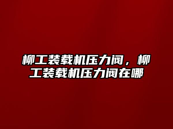 柳工裝載機(jī)壓力閥，柳工裝載機(jī)壓力閥在哪