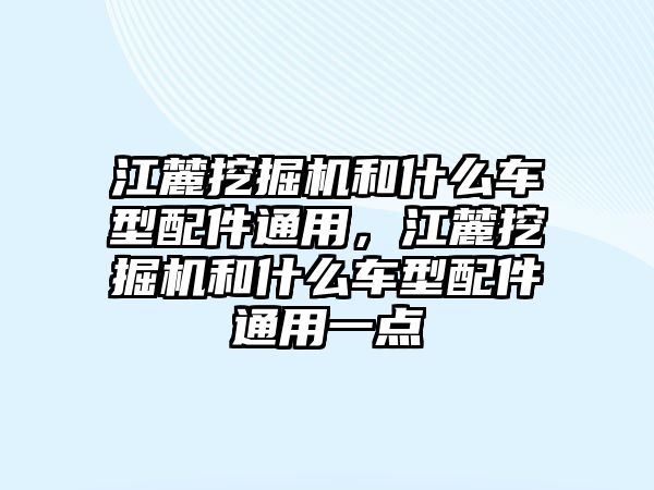 江麓挖掘機和什么車型配件通用，江麓挖掘機和什么車型配件通用一點