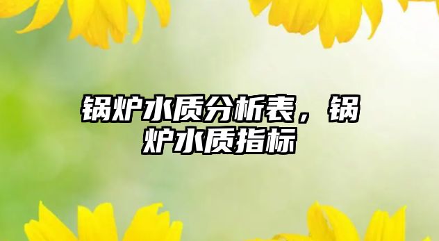 鍋爐水質(zhì)分析表，鍋爐水質(zhì)指標