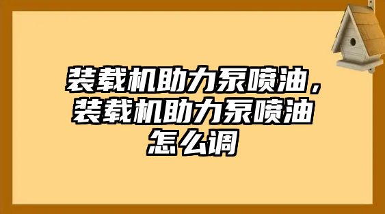裝載機(jī)助力泵噴油，裝載機(jī)助力泵噴油怎么調(diào)