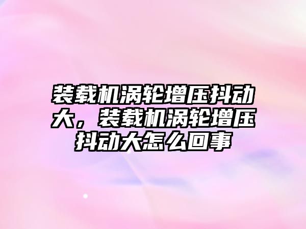 裝載機渦輪增壓抖動大，裝載機渦輪增壓抖動大怎么回事