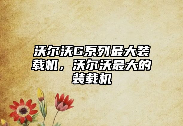 沃爾沃G系列最大裝載機，沃爾沃最大的裝載機