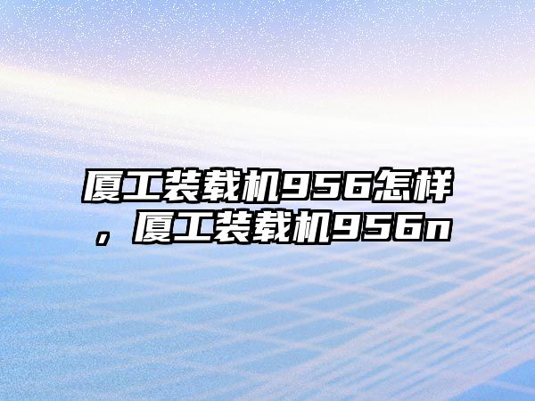 廈工裝載機(jī)956怎樣，廈工裝載機(jī)956n