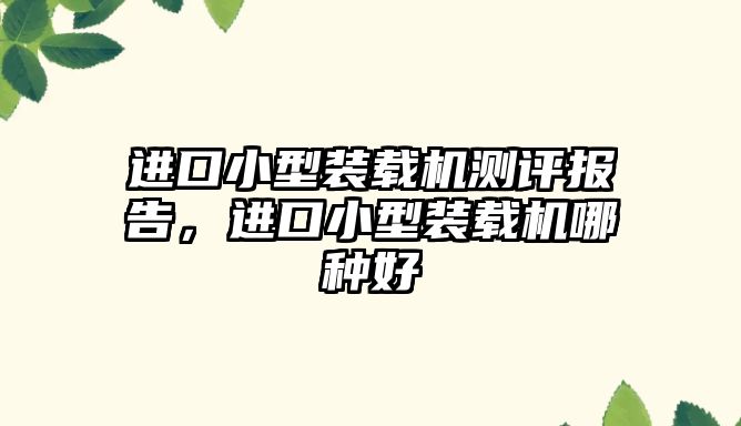 進(jìn)口小型裝載機(jī)測(cè)評(píng)報(bào)告，進(jìn)口小型裝載機(jī)哪種好