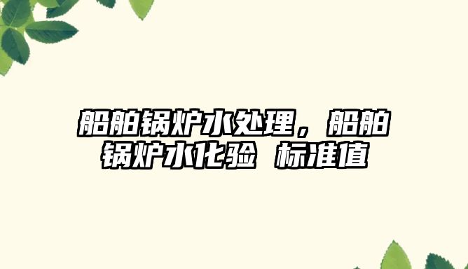 船舶鍋爐水處理，船舶鍋爐水化驗(yàn) 標(biāo)準(zhǔn)值