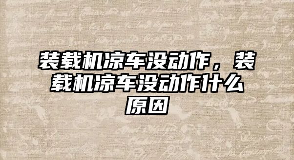 裝載機(jī)涼車沒動(dòng)作，裝載機(jī)涼車沒動(dòng)作什么原因