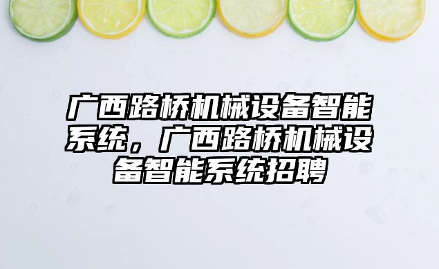 廣西路橋機械設(shè)備智能系統(tǒng)，廣西路橋機械設(shè)備智能系統(tǒng)招聘