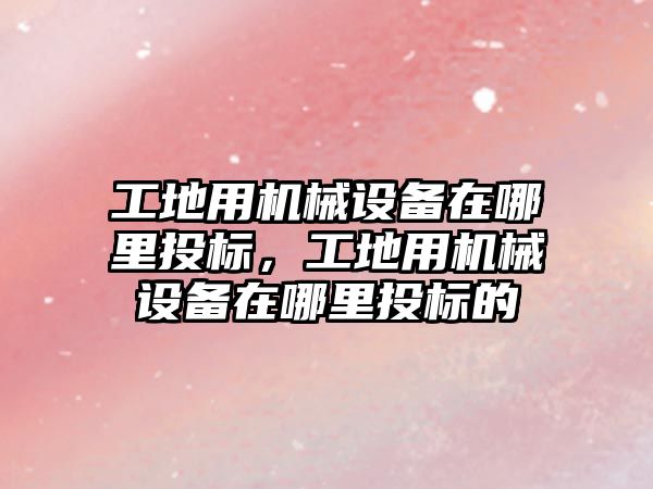 工地用機械設(shè)備在哪里投標，工地用機械設(shè)備在哪里投標的