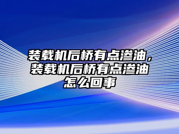 裝載機(jī)后橋有點(diǎn)滲油，裝載機(jī)后橋有點(diǎn)滲油怎么回事