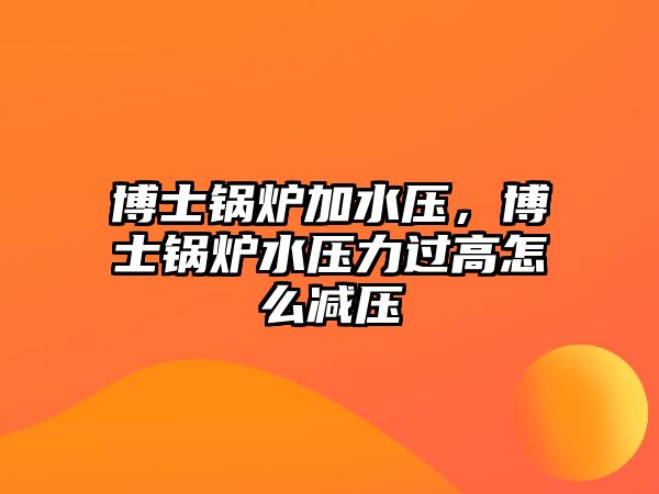 博士鍋爐加水壓，博士鍋爐水壓力過高怎么減壓