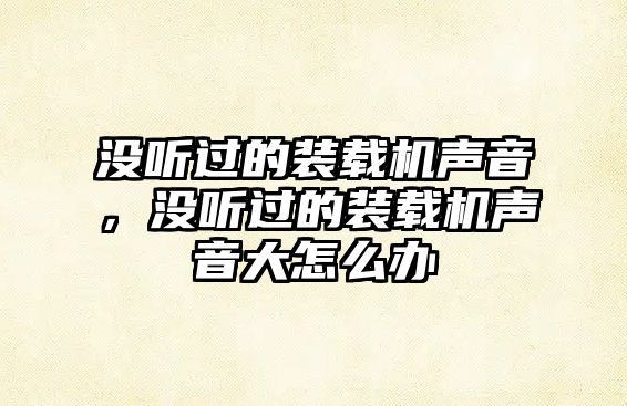 沒聽過的裝載機(jī)聲音，沒聽過的裝載機(jī)聲音大怎么辦