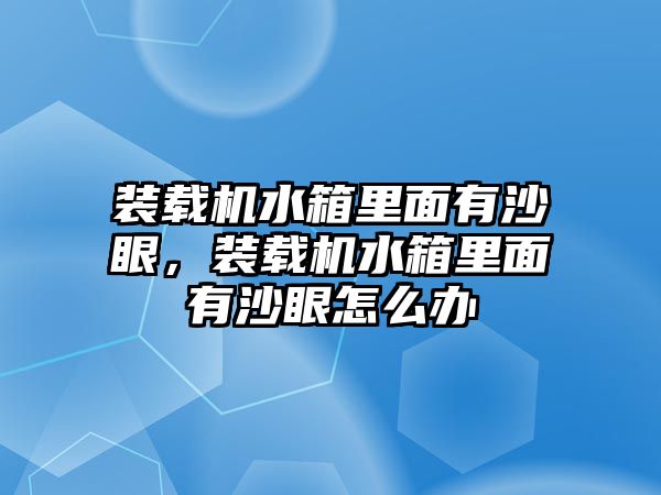 裝載機水箱里面有沙眼，裝載機水箱里面有沙眼怎么辦