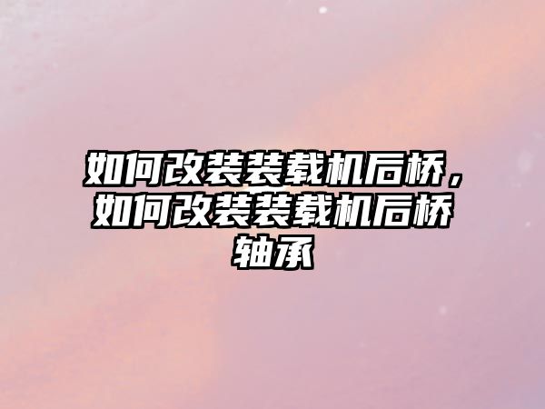 如何改裝裝載機(jī)后橋，如何改裝裝載機(jī)后橋軸承