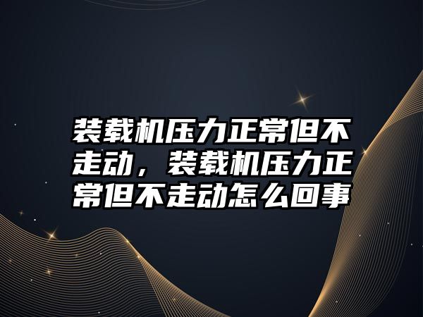 裝載機壓力正常但不走動，裝載機壓力正常但不走動怎么回事