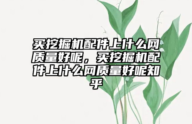 買挖掘機(jī)配件上什么網(wǎng)質(zhì)量好呢，買挖掘機(jī)配件上什么網(wǎng)質(zhì)量好呢知乎