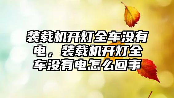 裝載機開燈全車沒有電，裝載機開燈全車沒有電怎么回事