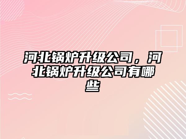 河北鍋爐升級公司，河北鍋爐升級公司有哪些