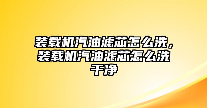 裝載機(jī)汽油濾芯怎么洗，裝載機(jī)汽油濾芯怎么洗干凈